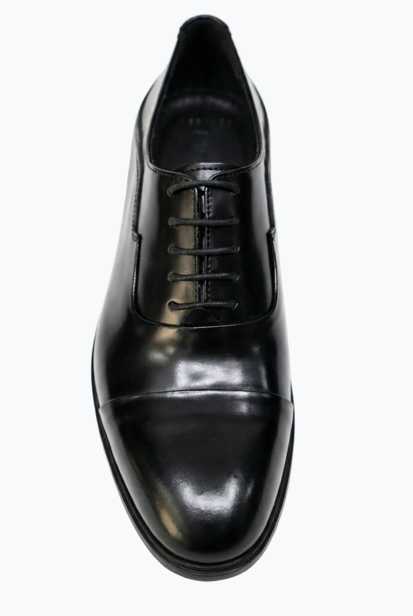 Black Oiled Leather Cap-Toe Oxford