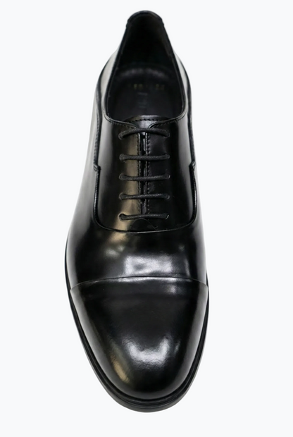 Black Oiled Leather Cap-Toe Oxford