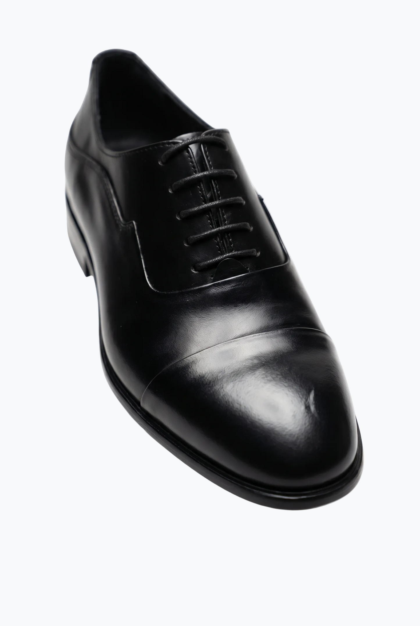 Black Oiled Leather Cap-Toe Oxford