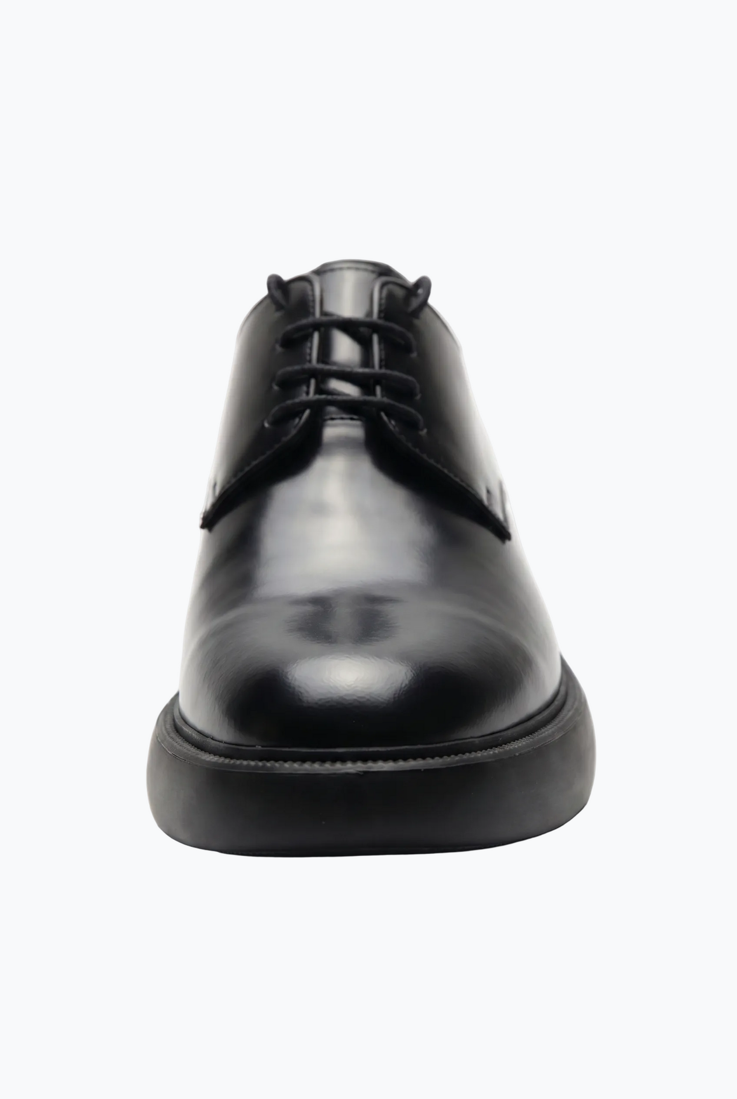 Black Oiled Leather Derby with Chunky Sole