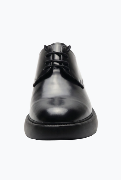 Black Oiled Leather Derby with Chunky Sole