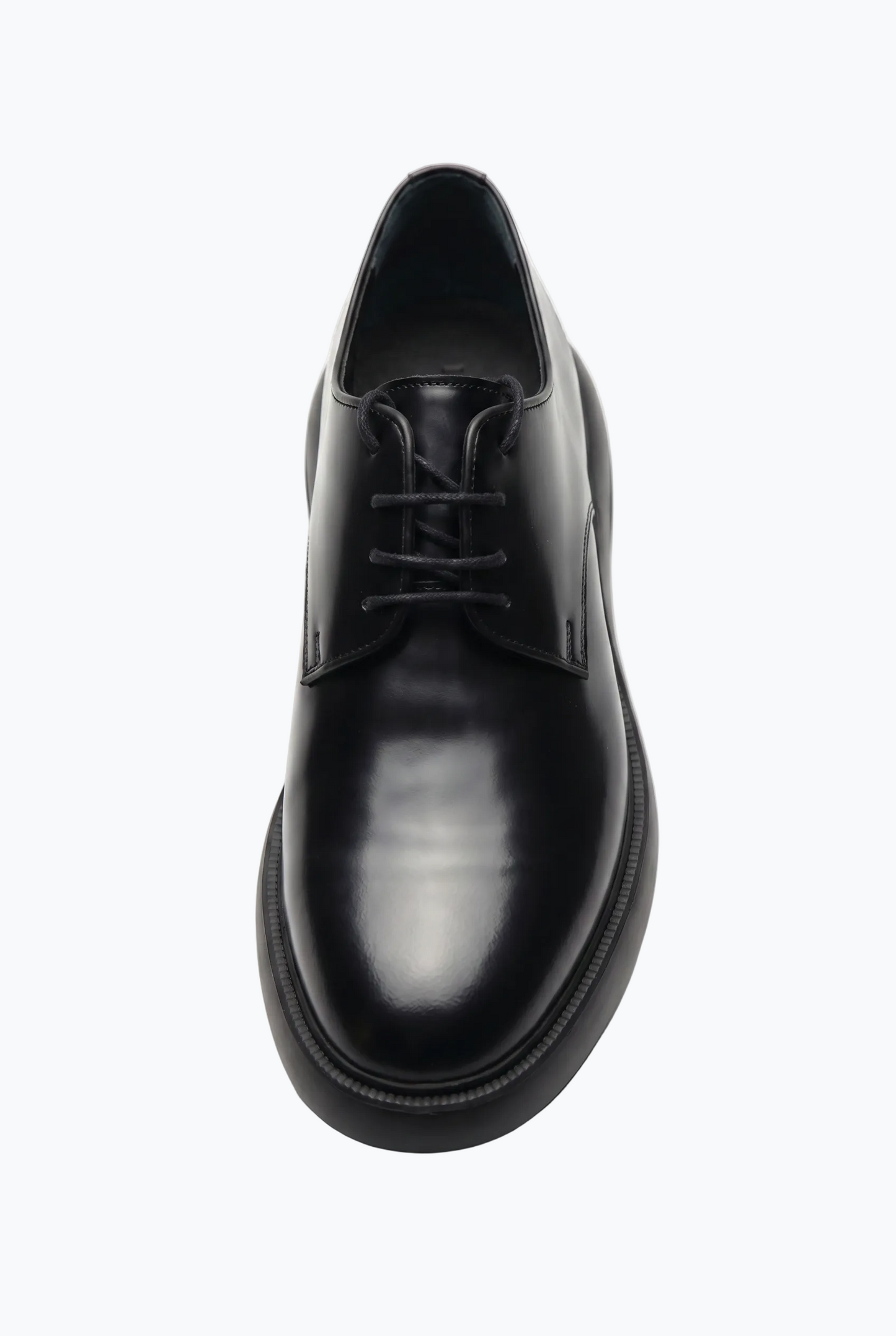 Black Oiled Leather Derby with Chunky Sole