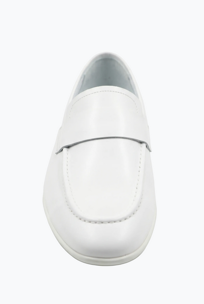 White Smooth Leather Penny Loafer