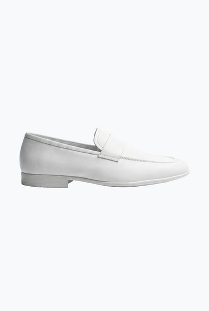 White Smooth Leather Penny Loafer
