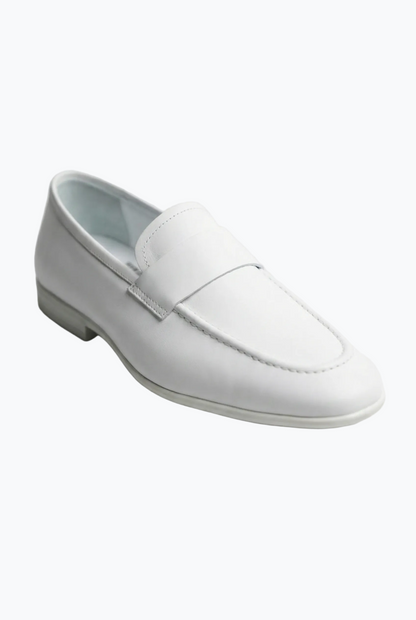 White Smooth Leather Penny Loafer
