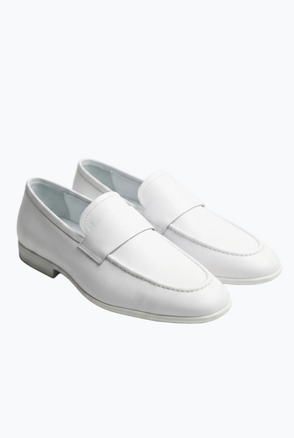 White Smooth Leather Penny Loafer