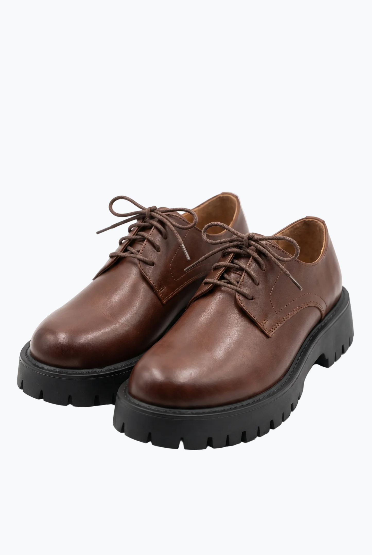 Brown Leather Moc-Toe Derby with Lug Sole