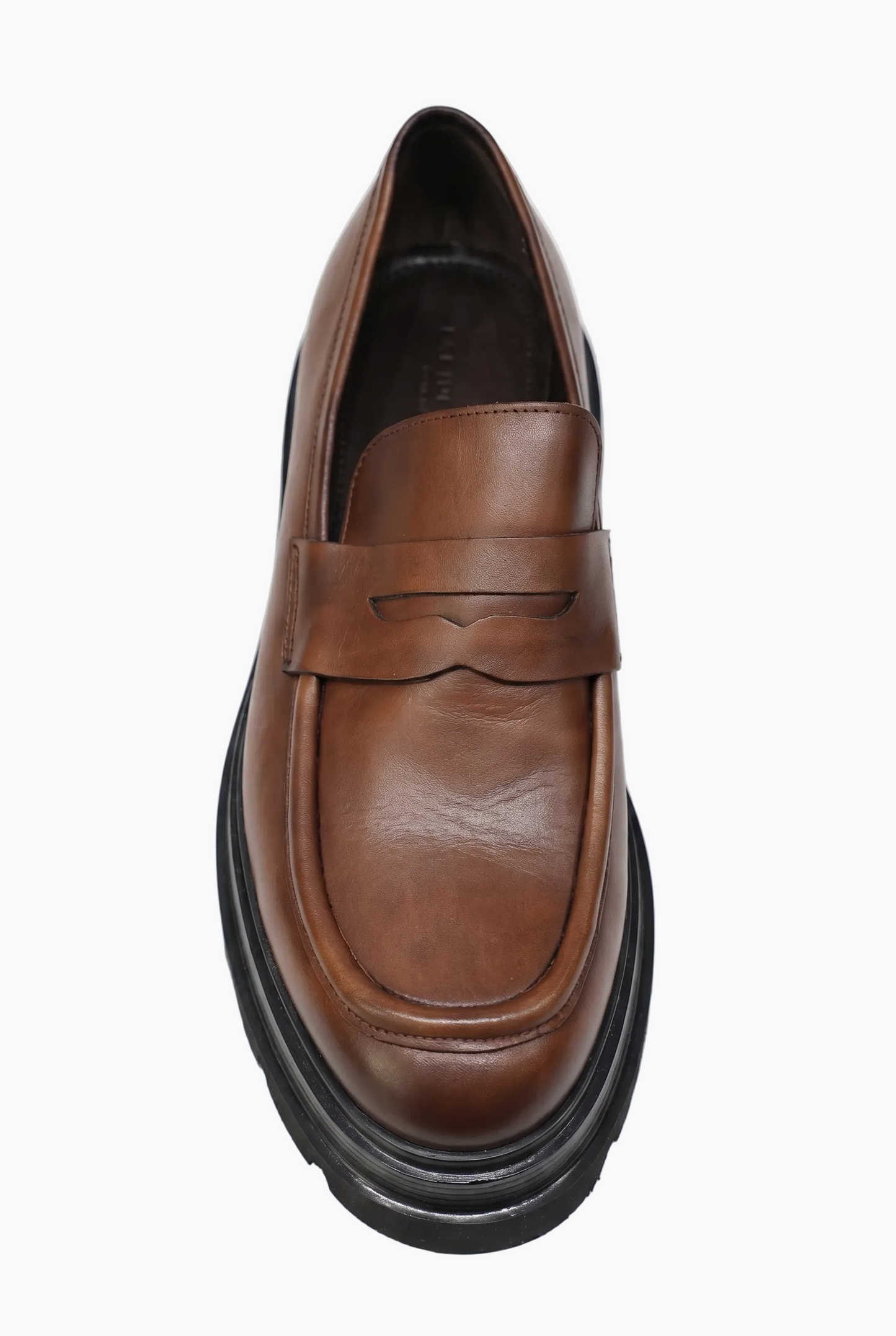 Brown Leather Penny Loafer with Chunky Sole