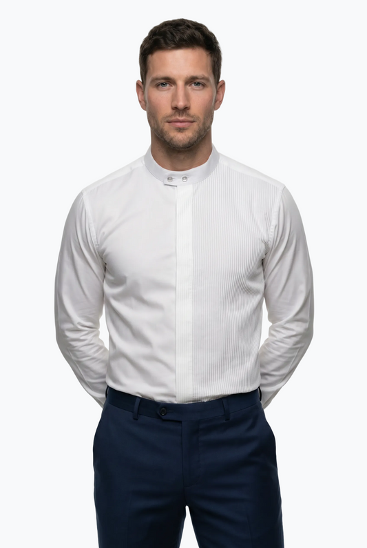 Classic Half Pleated - Mandarin Collar