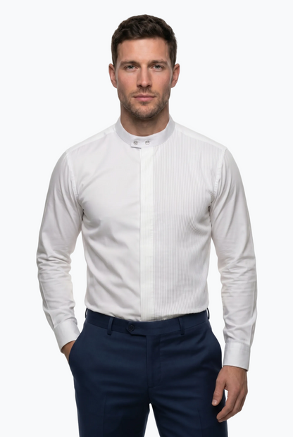 Classic Half Pleated - Mandarin Collar