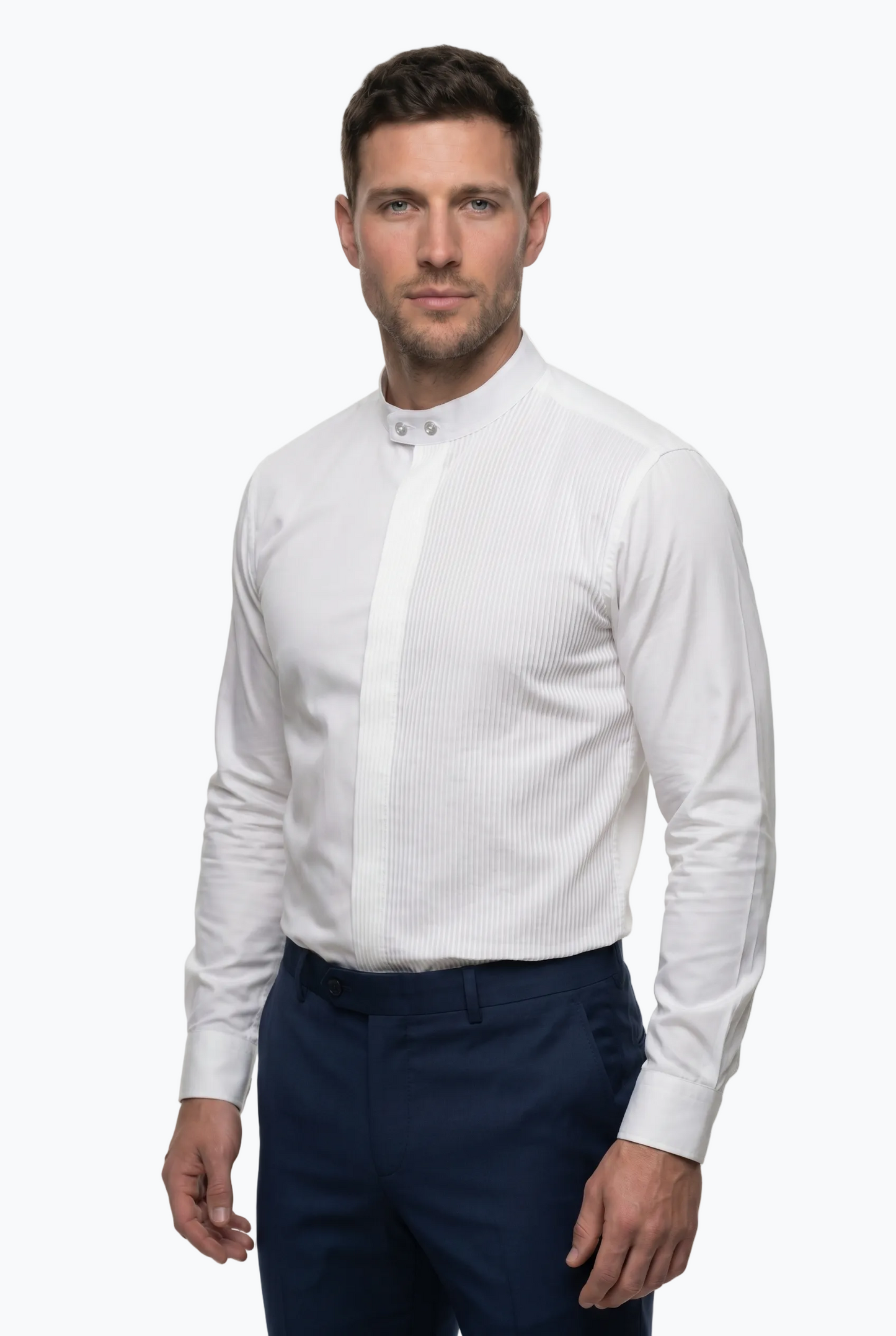 Classic Half Pleated - Mandarin Collar