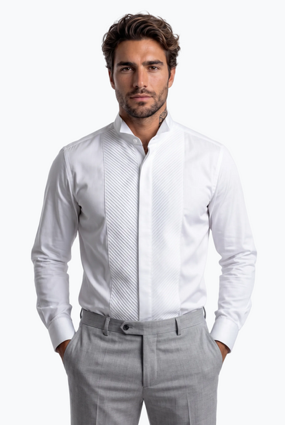 Classic Broken Collar With Diagonal Pleat