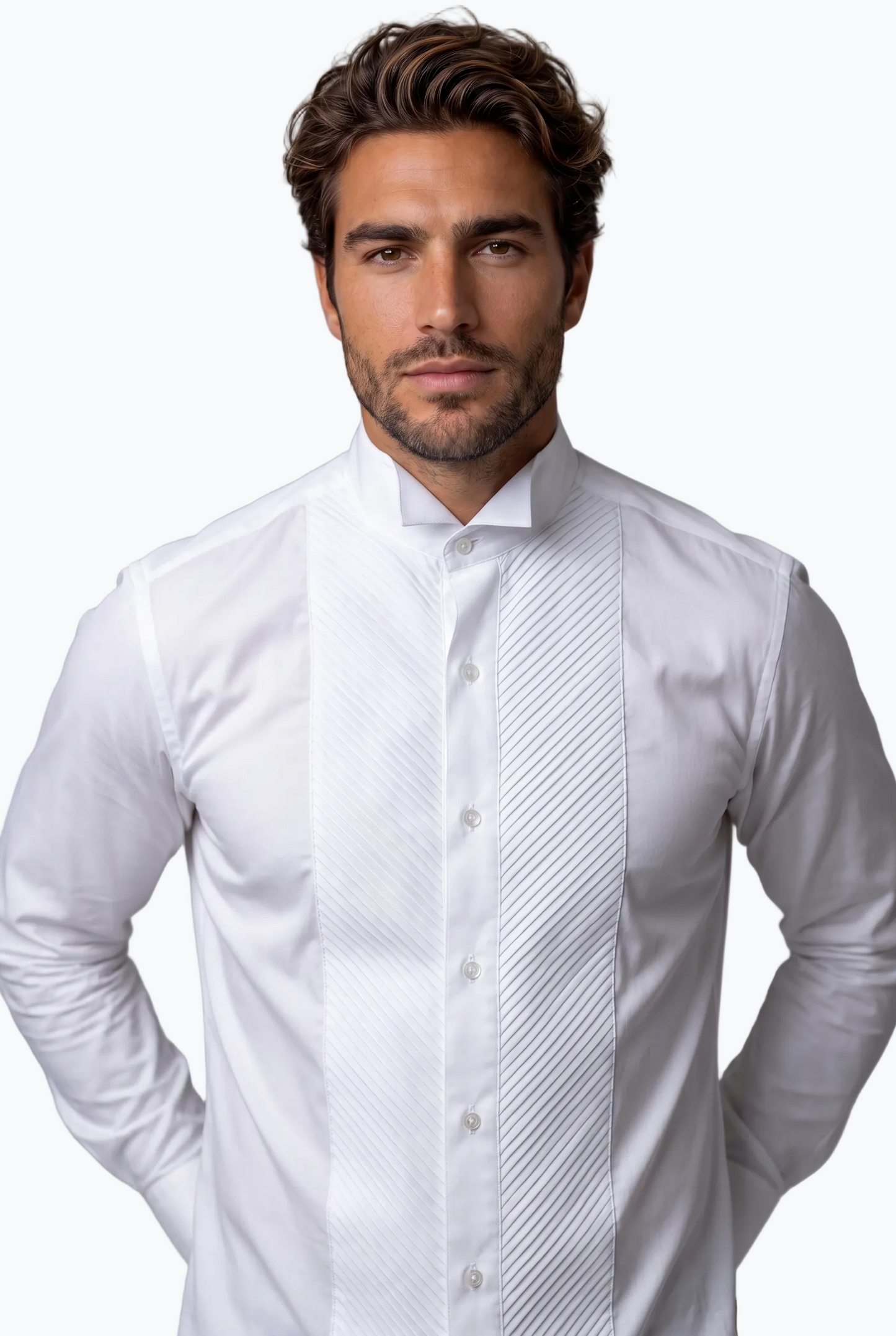 Classic Broken Collar With Diagonal Pleat