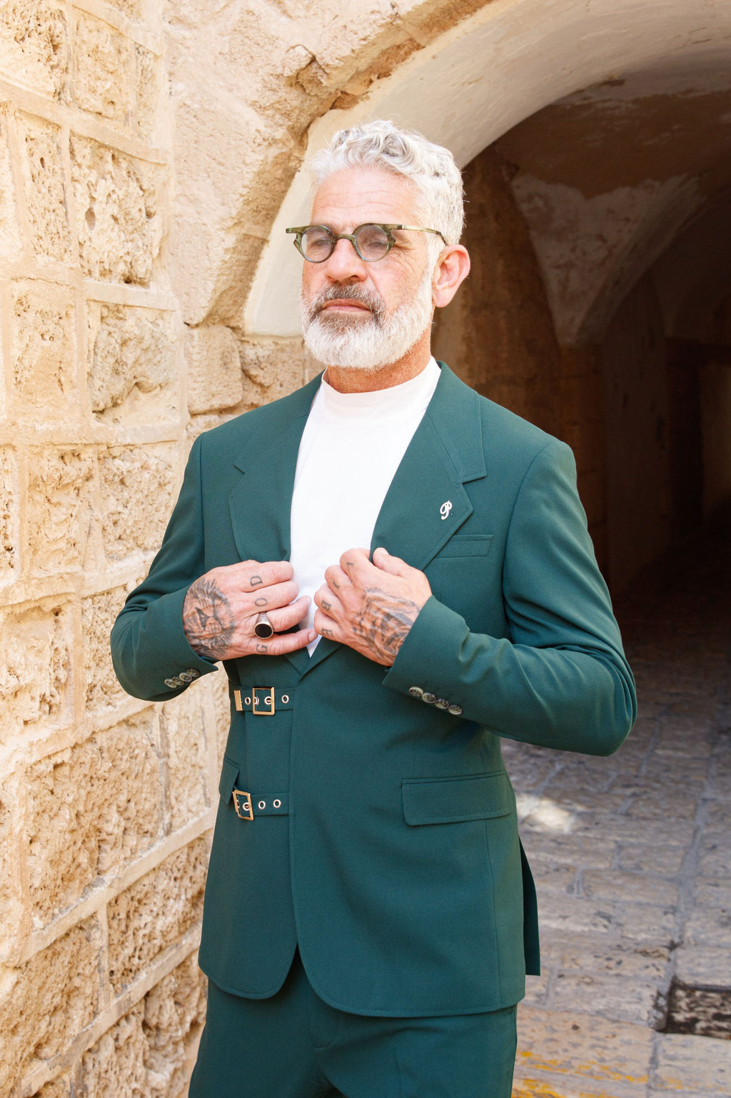 Double Breasted  Buckles - Green