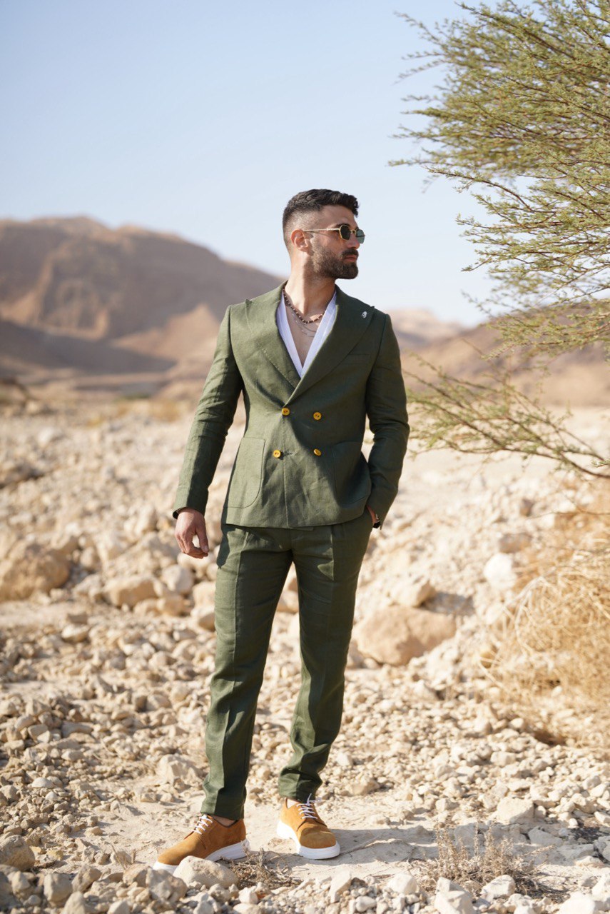 Double olive green  - Linen