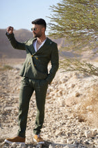 Double olive green  - Linen