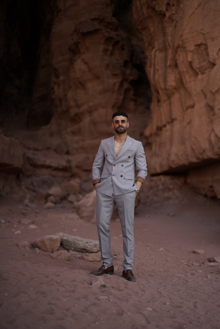 Double Brown Stripes - Gray