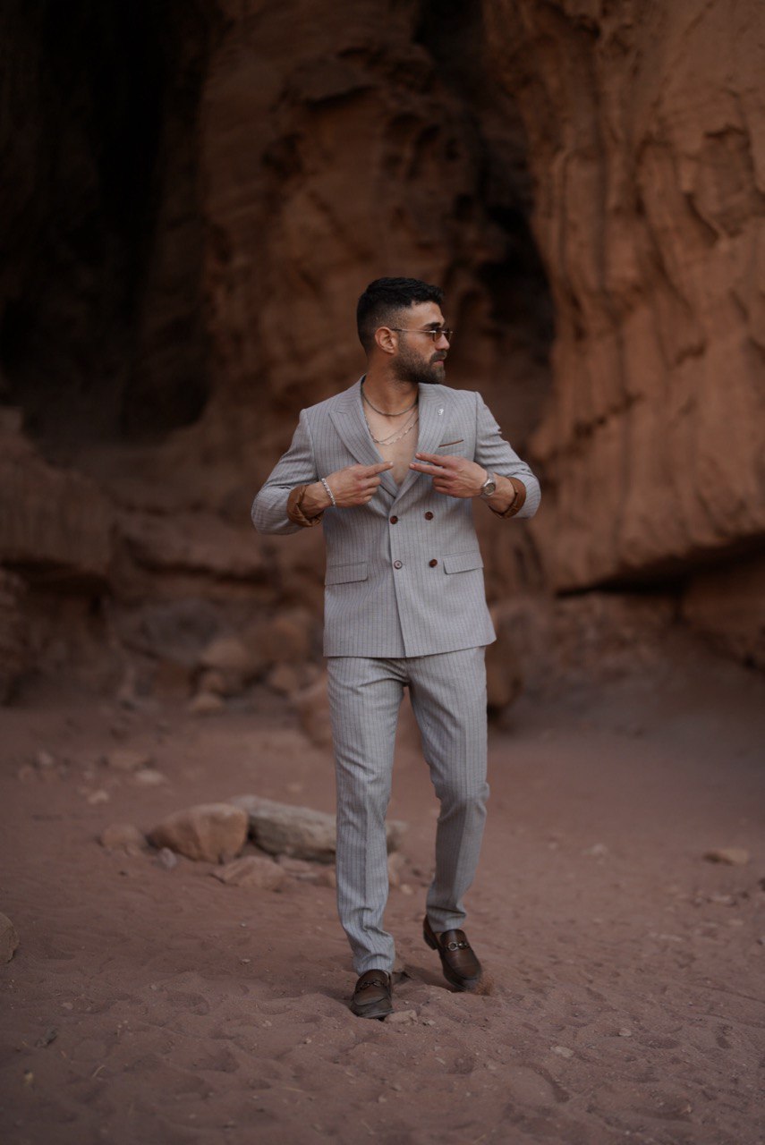 Double Brown Stripes - Gray