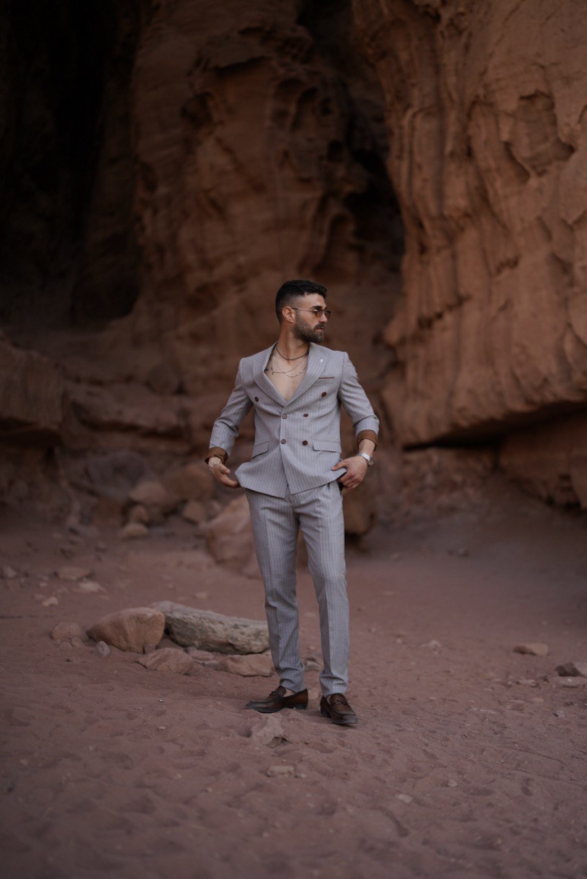 Double Brown Stripes - Gray