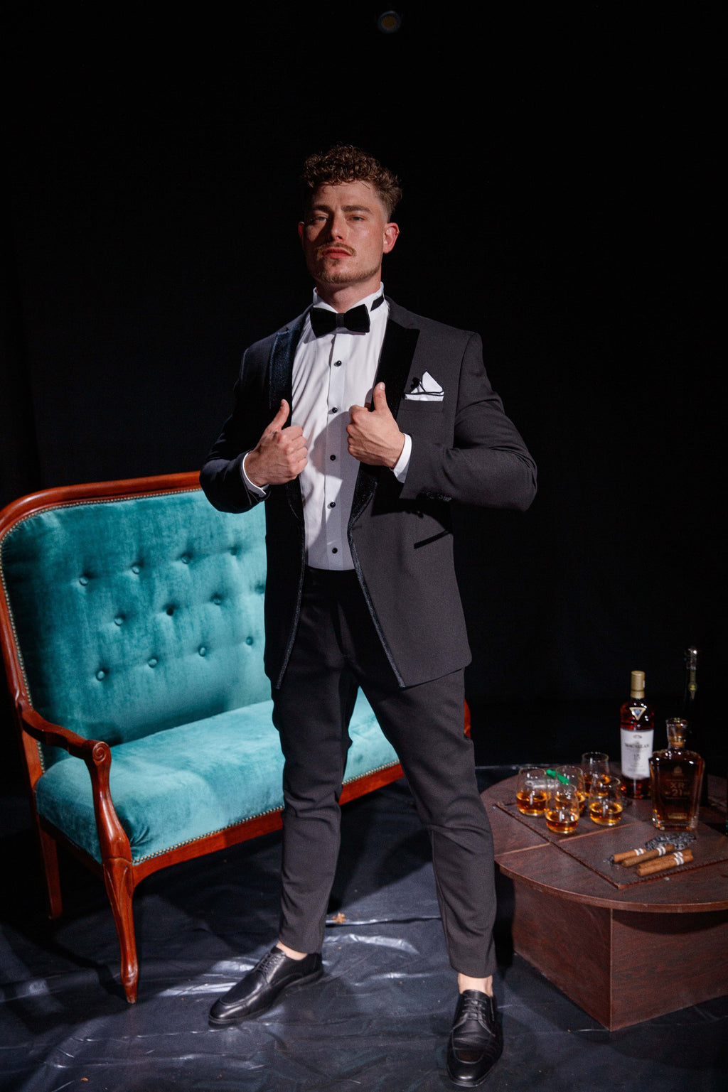 Cut Velvet Tuxedo - Black