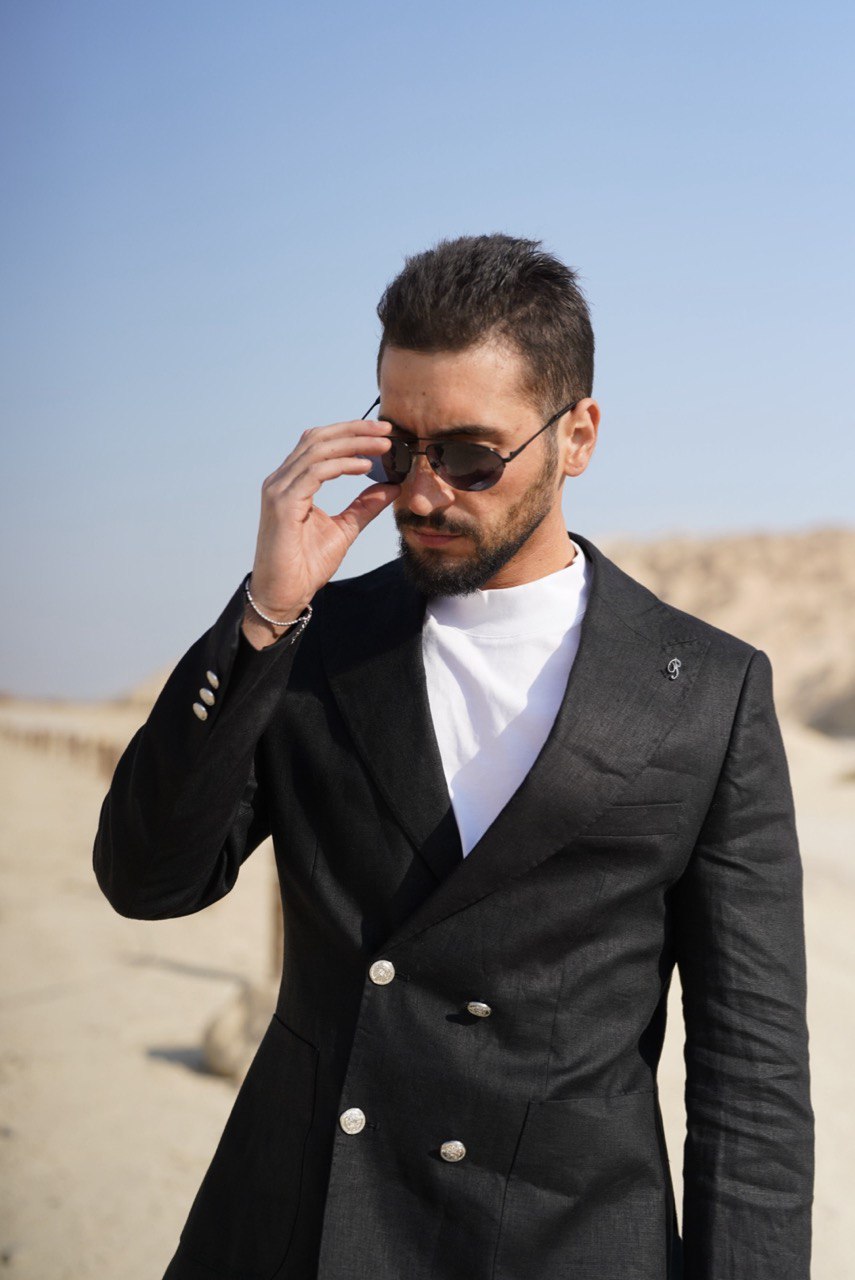 Double Breasted Black - Linen