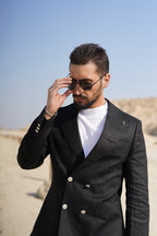Double Breasted Black - Linen