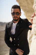 Double Breasted Black - Linen