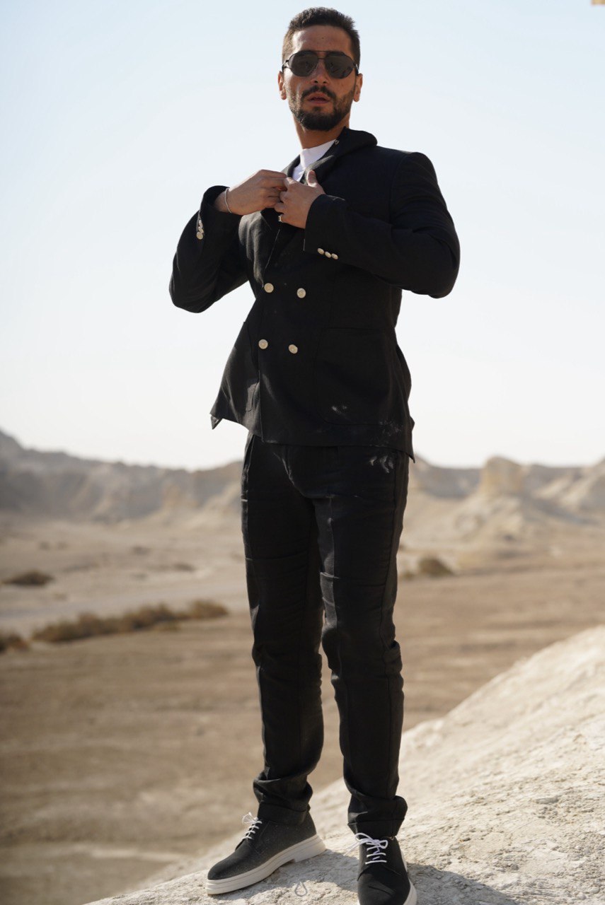 Double Breasted Black - Linen