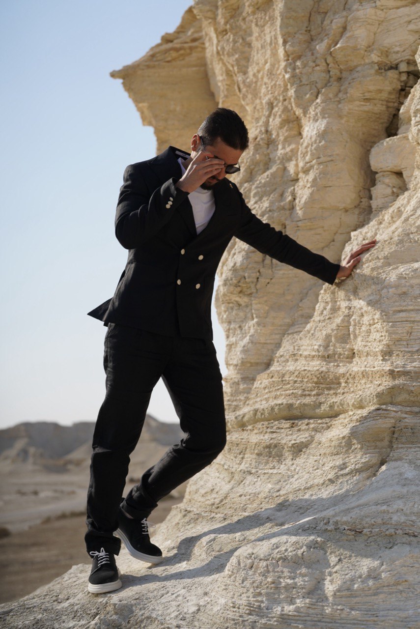 Double Breasted Black - Linen